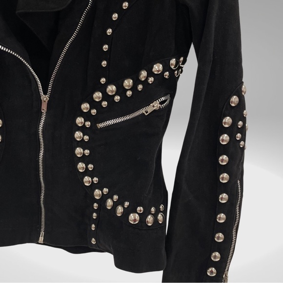 Rare!!! 1960s/1970s Roncelli Black 100% Cotton Studded Glam Rock Jacket s\m - Picture 5 of 6